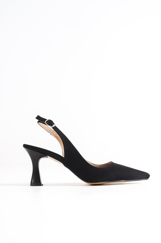 Tweety Siyah Süet Orta Topuklu (6 cm) Klasik Topuklu Ayakkabı