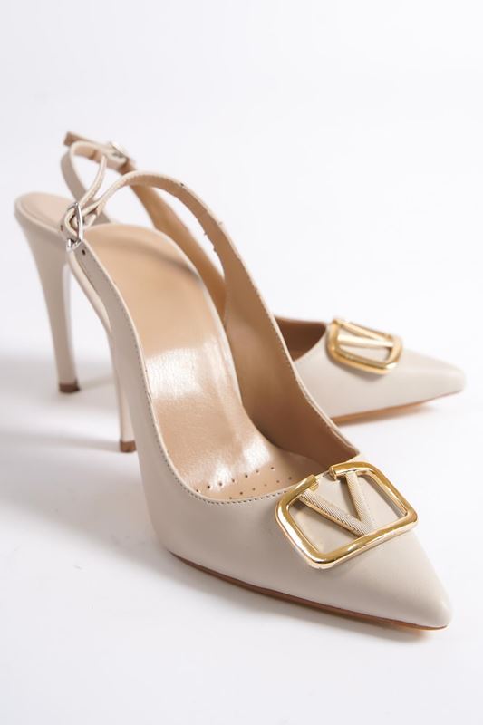 Jeffrey Bej Cilt Tokalı Yüksek Topuklu (10 cm ) Klasik Topuklu Ayakkabı