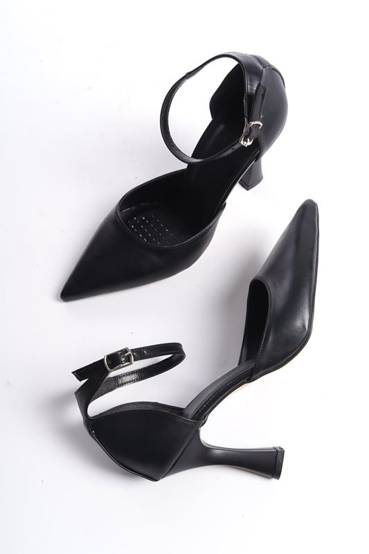 Jany Siyah Cilt Orta Topuklu (8 cm) Klasik Topuklu Ayakkabı