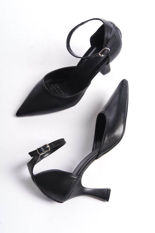 Elsa Siyah Cilt Orta Topuklu (6 cm) Klasik Topuklu Ayakkabı