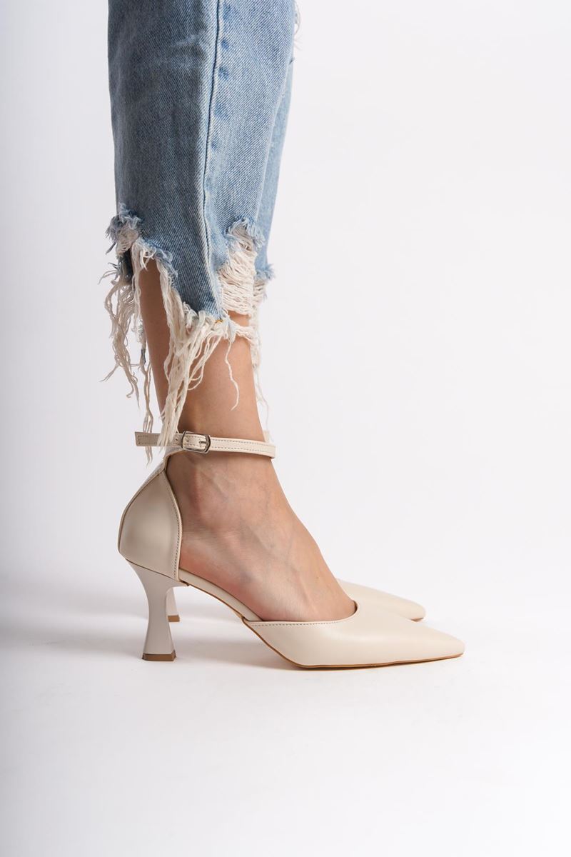 Elsa Bej Cilt Orta Topuklu (6 cm) Klasik Topuklu Ayakkabı