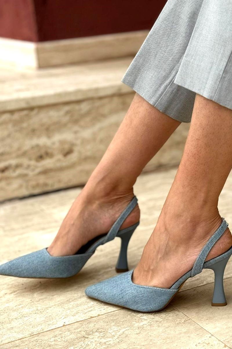 Lori Açık Kot Orta Topuklu(8 cm) Klasik Topuklu Ayakkabı