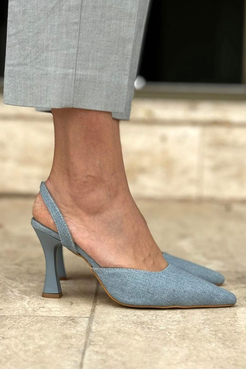 Lori Açık Kot Orta Topuklu(8 cm) Klasik Topuklu Ayakkabı