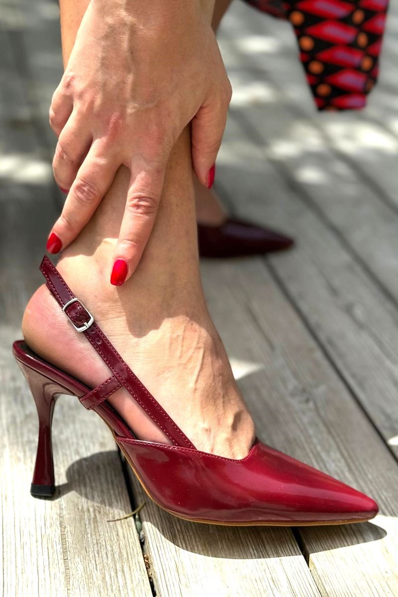 Clara Bordo Rugan Orta Topuklu(8 cm) Klasik Topuklu Ayakkabı