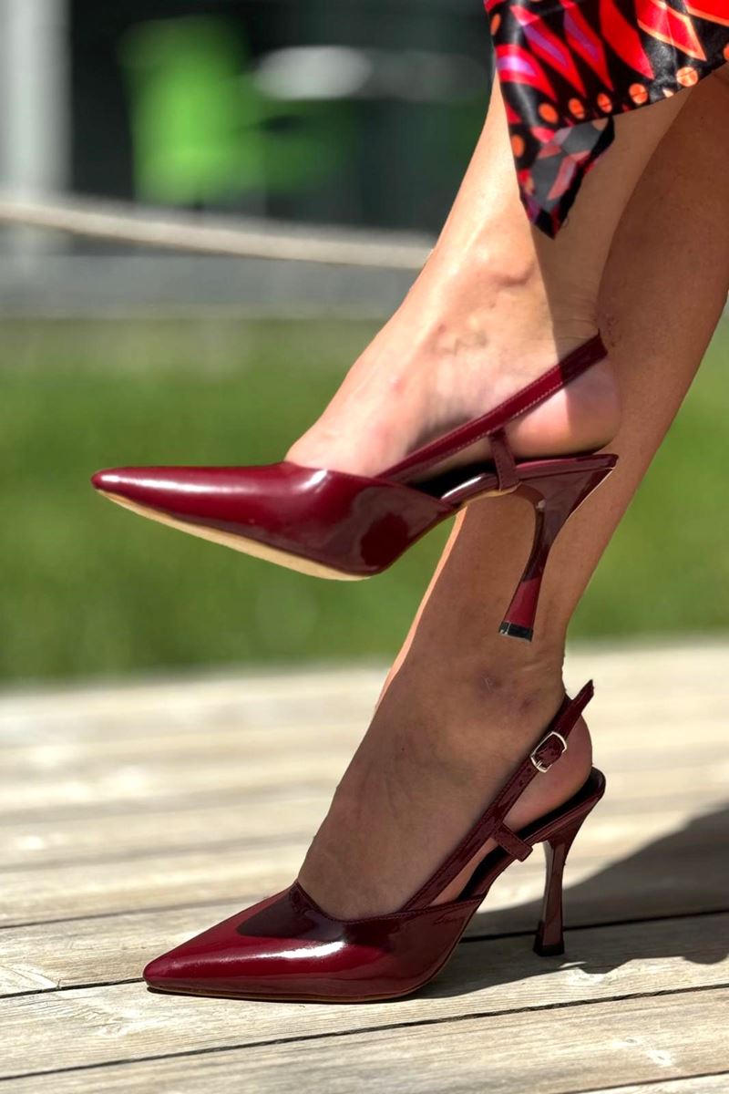 Clara Bordo Rugan Orta Topuklu(8 cm) Klasik Topuklu Ayakkabı