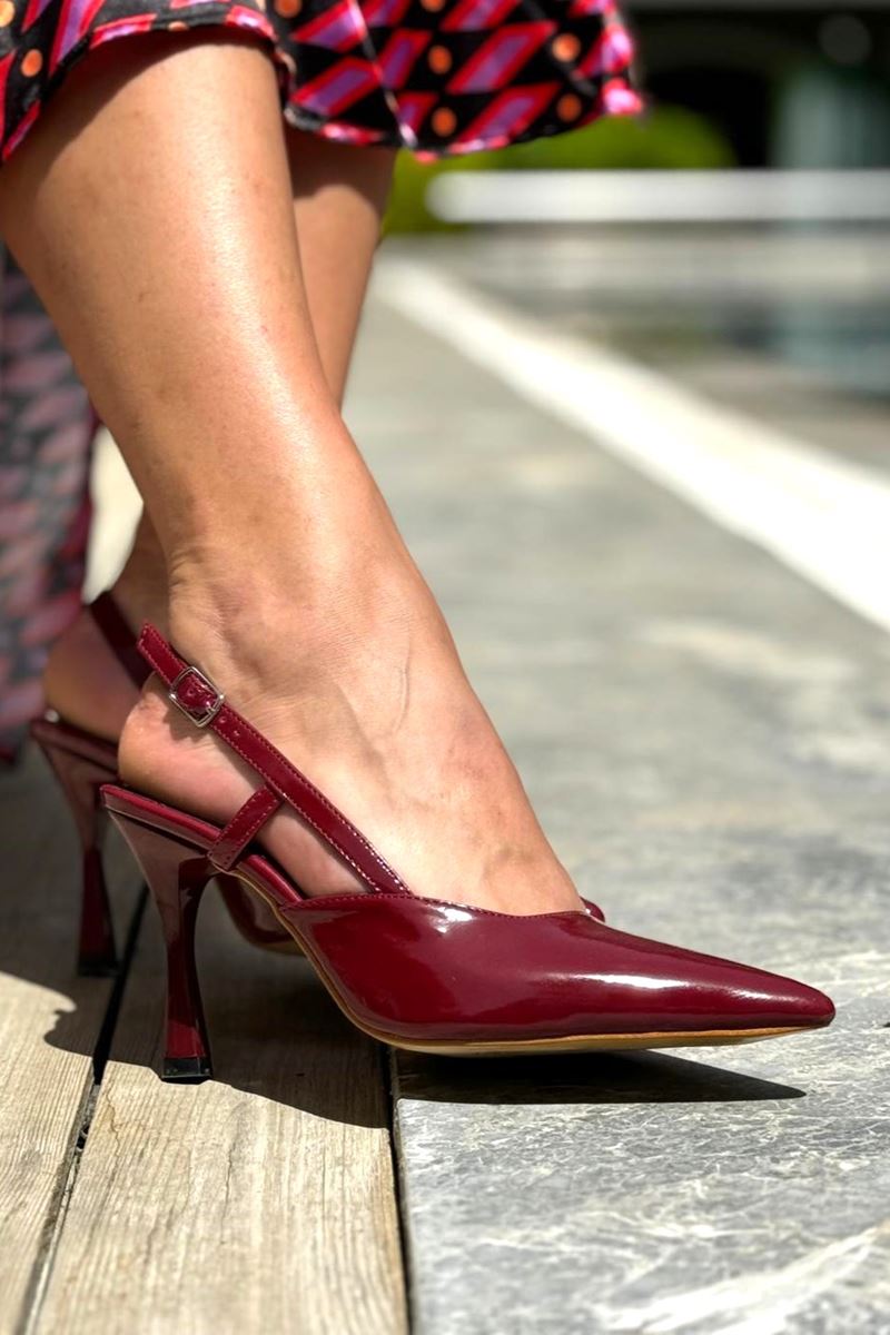 Clara Bordo Rugan Orta Topuklu(8 cm) Klasik Topuklu Ayakkabı