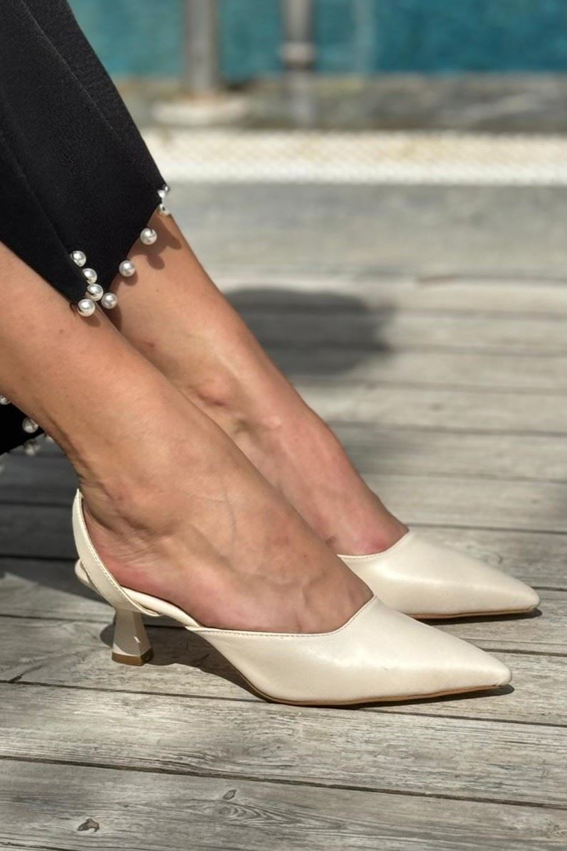 Addison Bej Cilt Alçak Topuklu(4 cm) Klasik Topuklu Ayakkabı