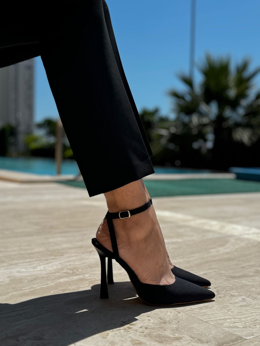 Mabel Siyah Süet Yüksek Topuklu (10 cm) Klasik Topuklu Ayakkabı