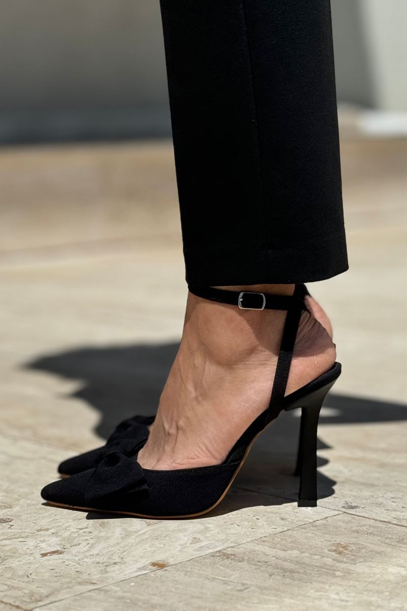 Mabel Siyah Süet Yüksek Topuklu (10 cm) Klasik Topuklu Ayakkabı
