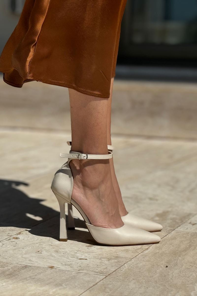 Laura Bej Cilt Yüksek Topuklu (10 cm) Klasik Topuklu Kadın Ayakkabı