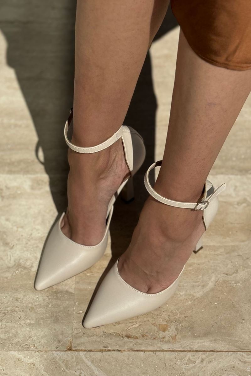 Laura Bej Cilt Yüksek Topuklu (10 cm) Klasik Topuklu Kadın Ayakkabı