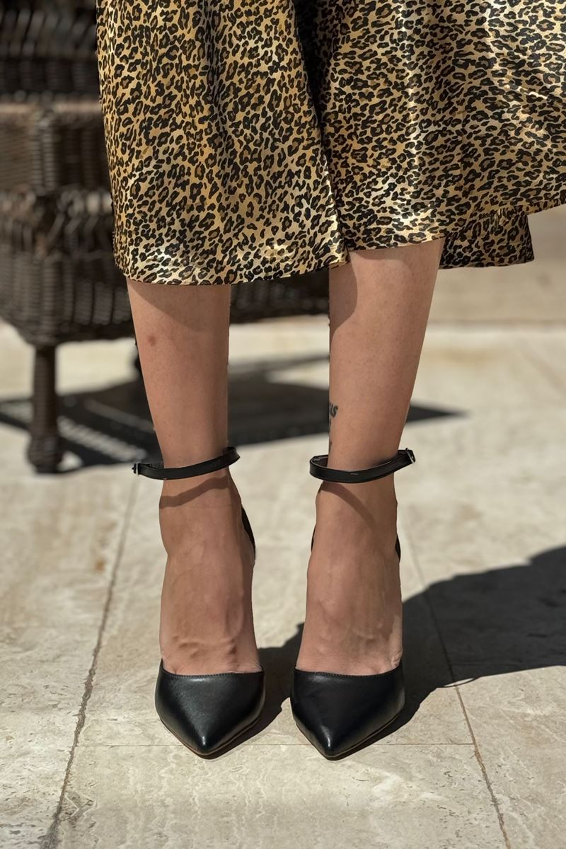 Laura Siyah Cilt Yüksek Topuklu (10 cm) Klasik Topuklu Ayakkabı