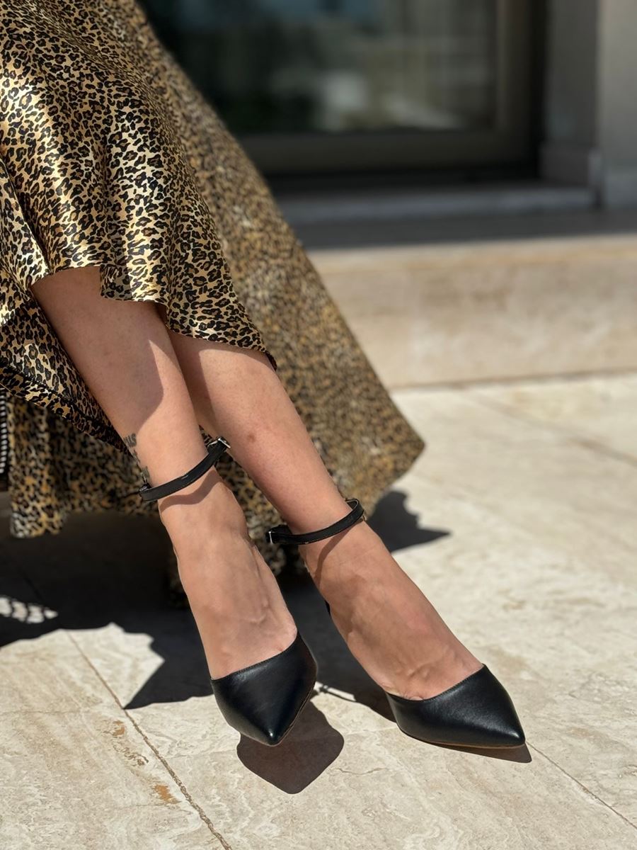 Laura Siyah Cilt Yüksek Topuklu (10 cm) Klasik Topuklu Ayakkabı