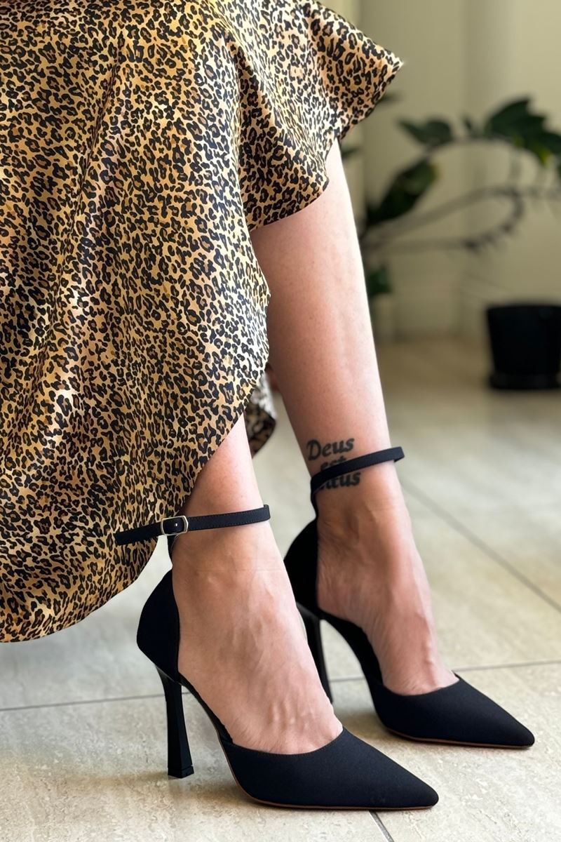 Laura Siyah Süet Yüksek Topuklu (10 cm) Klasik Topuklu Ayakkabı