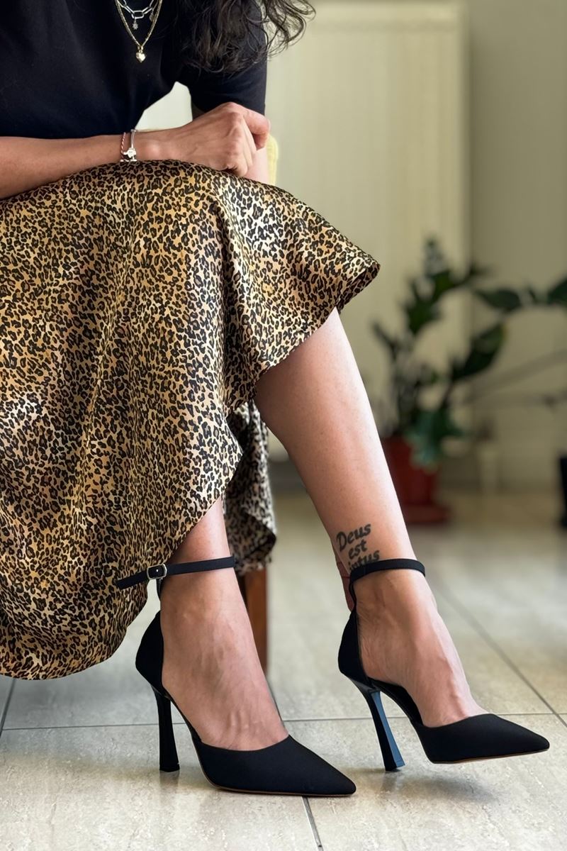 Laura Siyah Süet Yüksek Topuklu (10 cm) Klasik Topuklu Ayakkabı