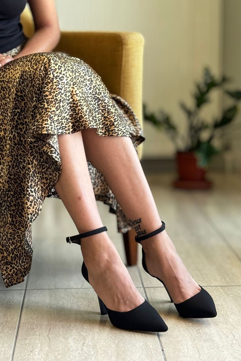 Laura Siyah Süet Yüksek Topuklu (10 cm) Klasik Topuklu Ayakkabı