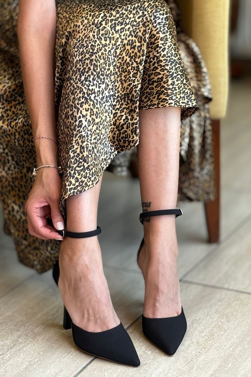 Laura Siyah Süet Yüksek Topuklu (10 cm) Klasik Topuklu Ayakkabı