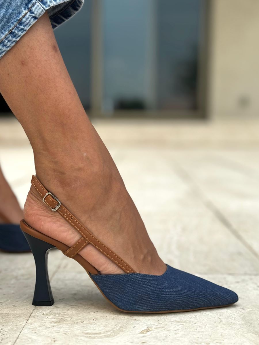 Estelle Lacivert Kot Orta Topuklu(8 cm) Klasik Topuklu Kadın Ayakkabı