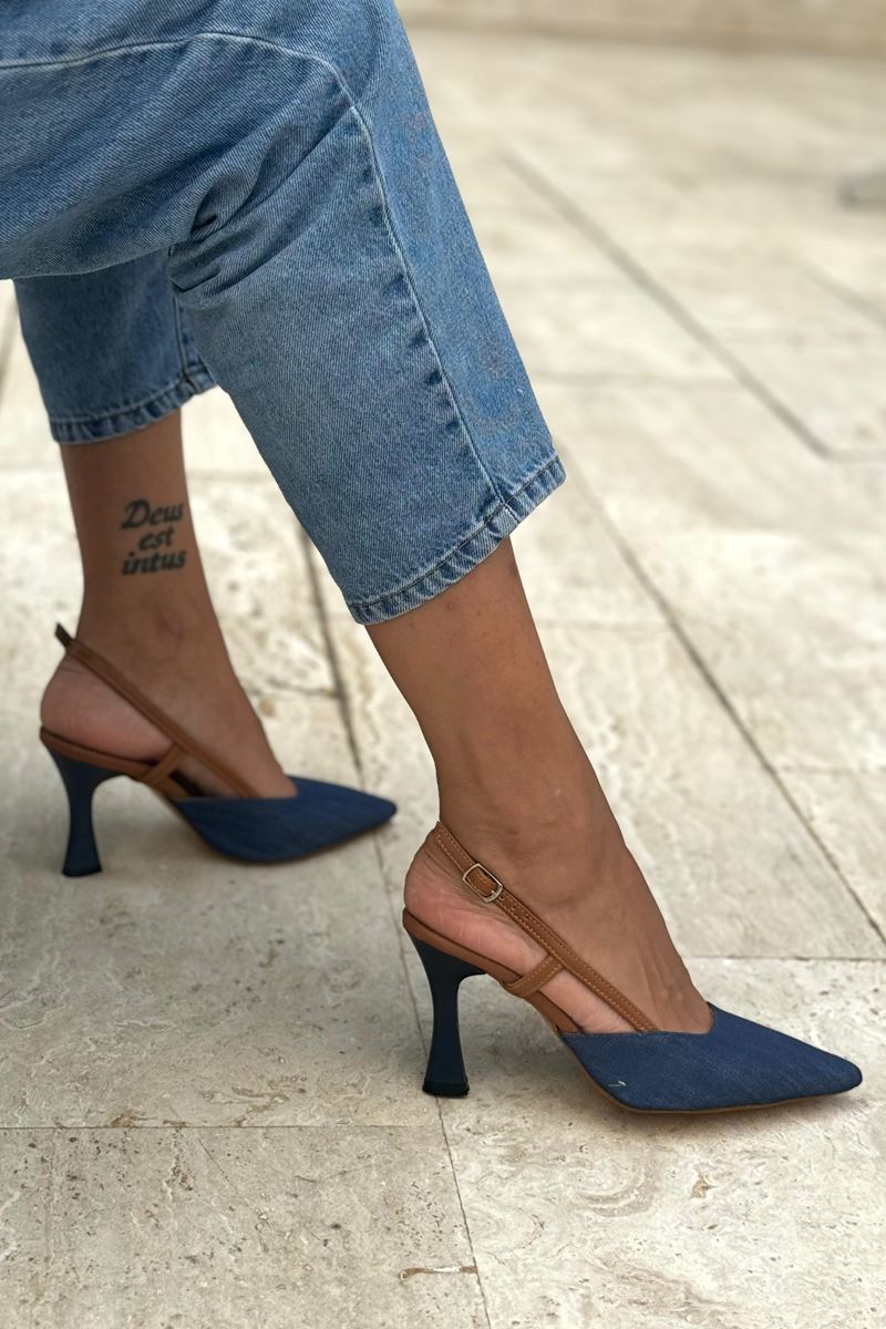 Estelle Lacivert Kot Orta Topuklu(8 cm) Klasik Topuklu Kadın Ayakkabı