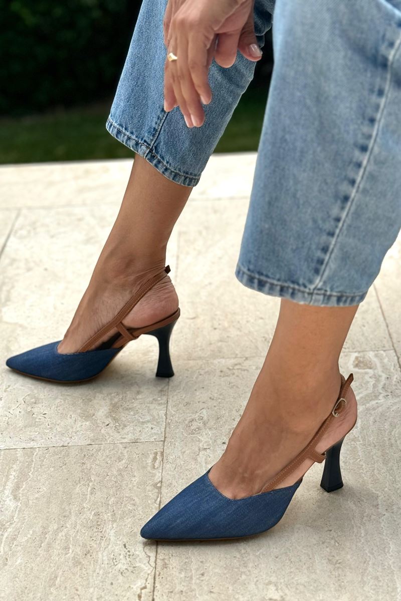 Estelle Lacivert Kot Orta Topuklu(8 cm) Klasik Topuklu Kadın Ayakkabı