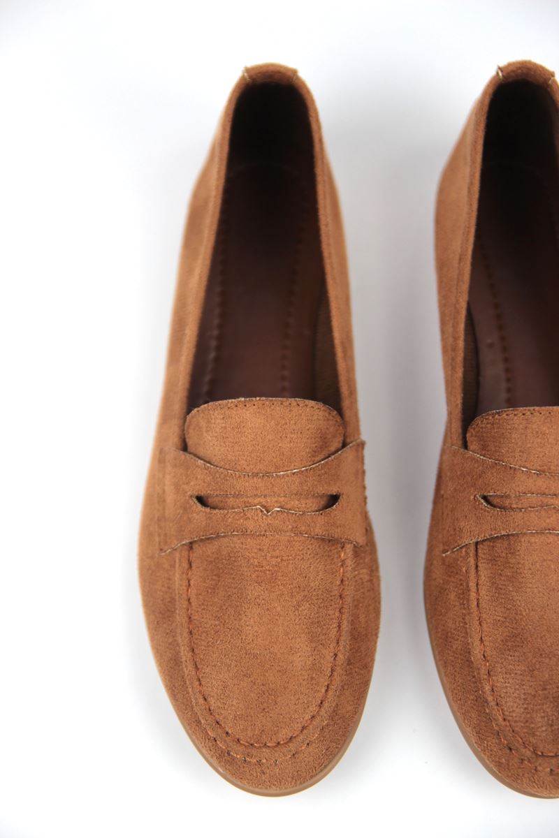 Mandy Kadın Yuvarlak Burun Açık Kahve Süet Loafer Ayakkabı