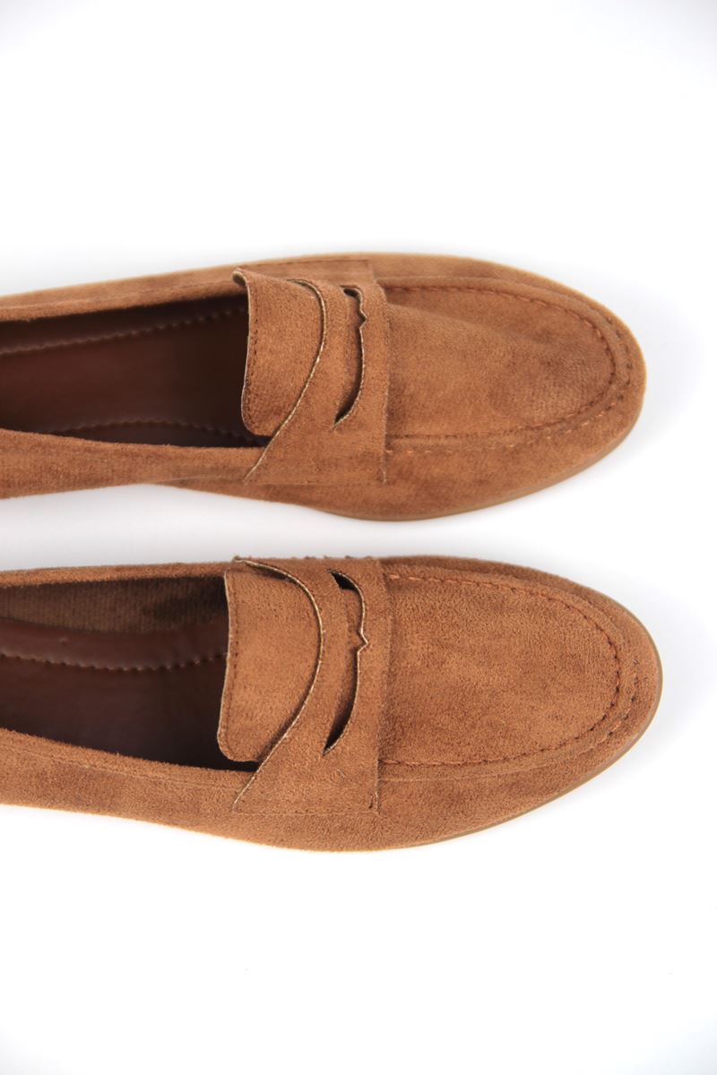 Mandy Kadın Yuvarlak Burun Açık Kahve Süet Loafer Ayakkabı