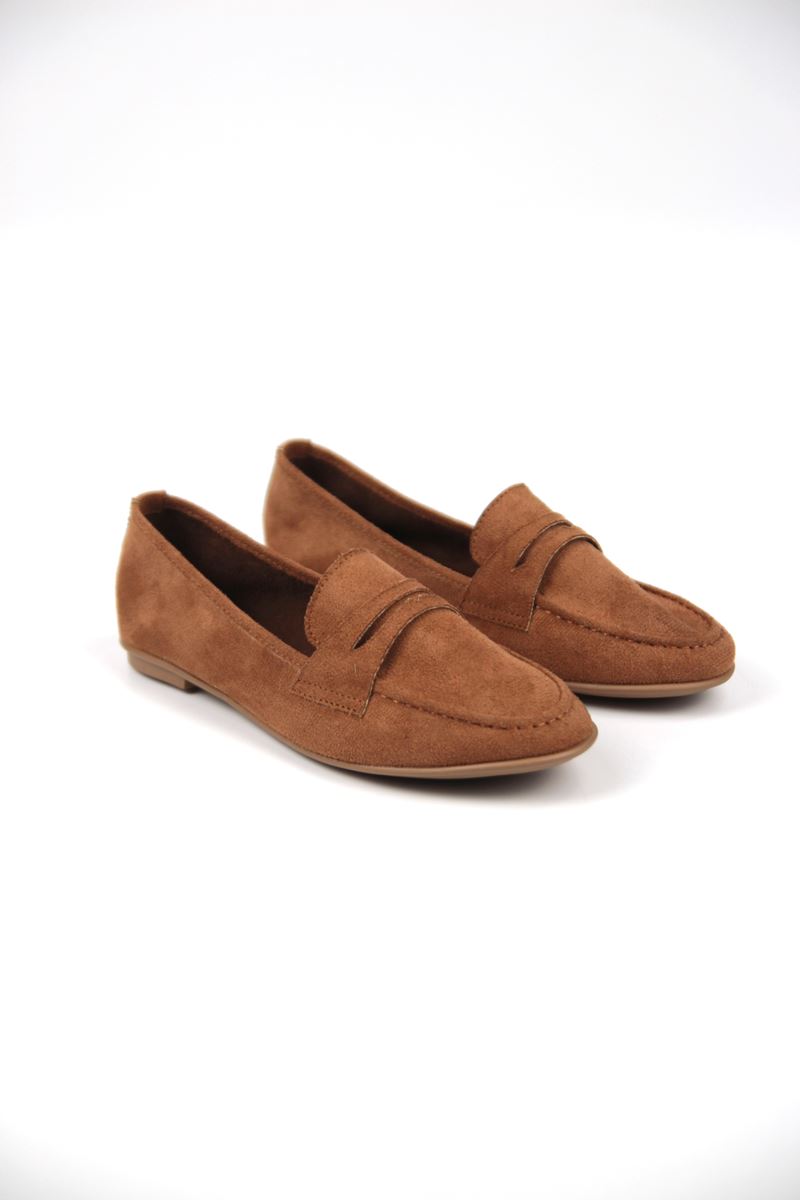 Mandy Kadın Yuvarlak Burun Açık Kahve Süet Loafer Ayakkabı