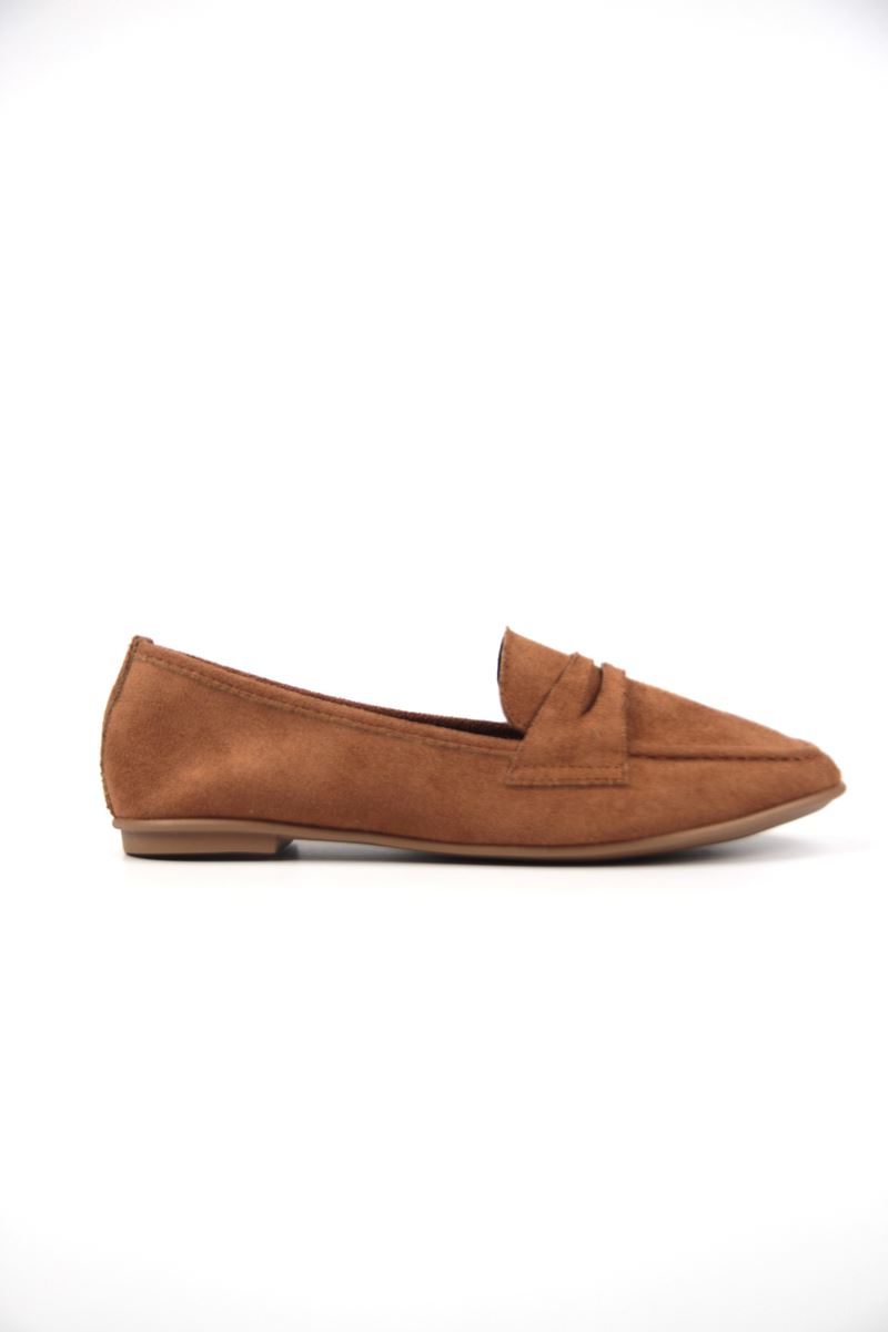 Mandy Kadın Yuvarlak Burun Açık Kahve Süet Loafer Ayakkabı