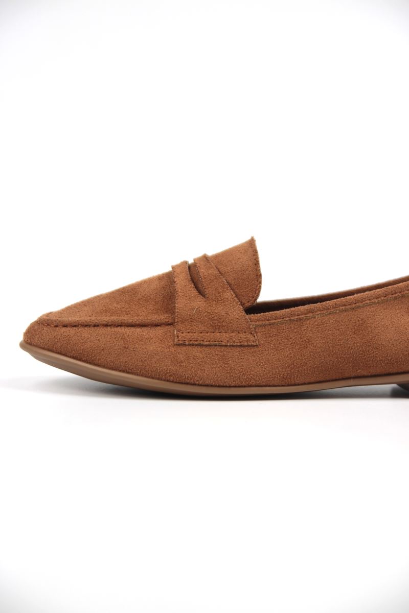 Mandy Kadın Yuvarlak Burun Açık Kahve Süet Loafer Ayakkabı