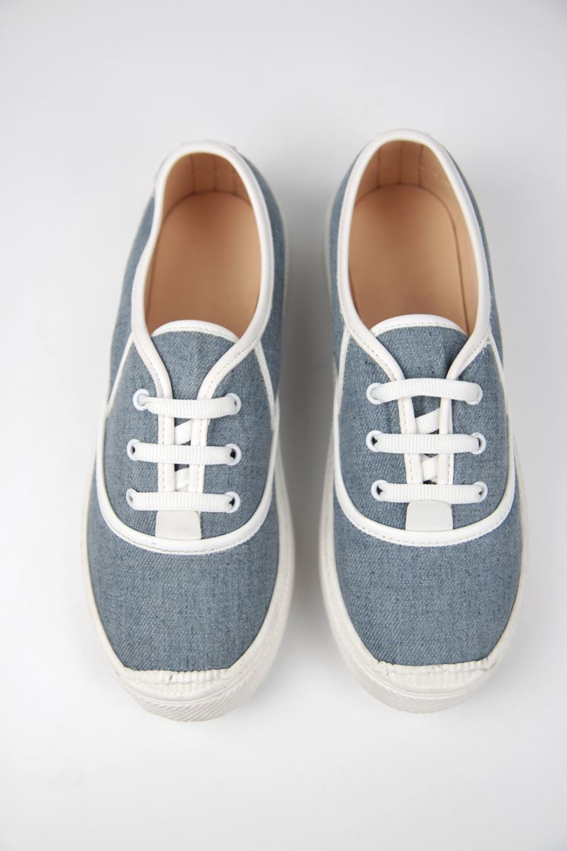 Lona Kadın Kot Beyaz Taban Bağcıklı Sneakers