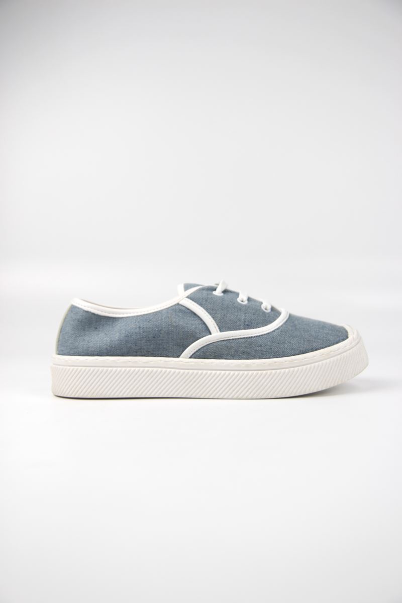 Lona Kadın Kot Beyaz Taban Bağcıklı Sneakers