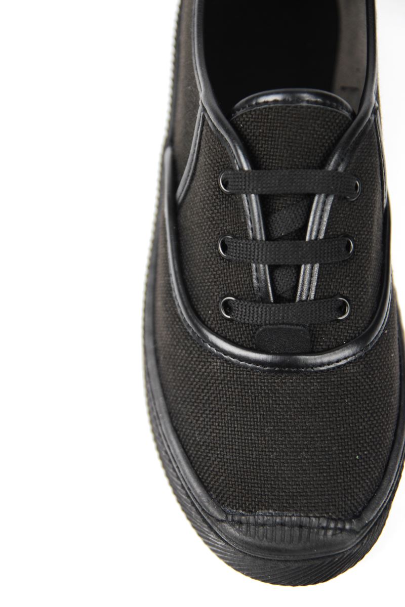 Lona Kadın Siyah Keten Siyah Taban Bağcıklı Sneakers