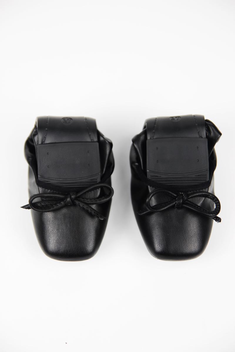 Uliana Kadın Köşeli Burun Fiyonklu Esnek Taban Katlanabilir Siyah Babet Ayakkabı