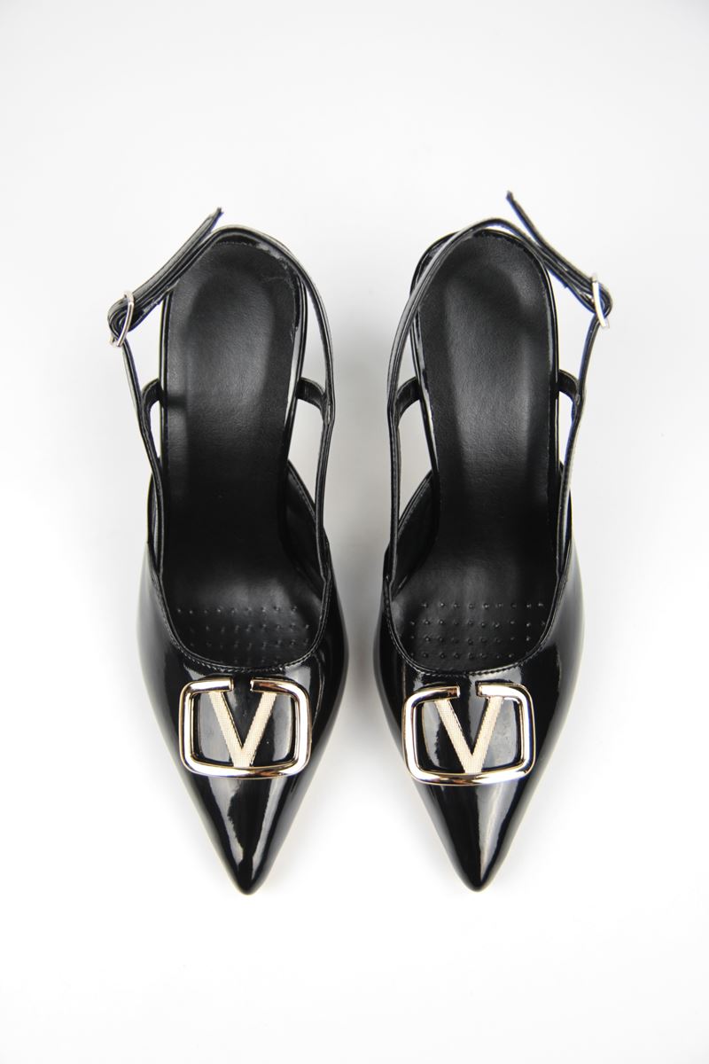 Clara Siyah Rugan Orta Topuklu(8 cm) Klasik Topuklu Ayakkabı