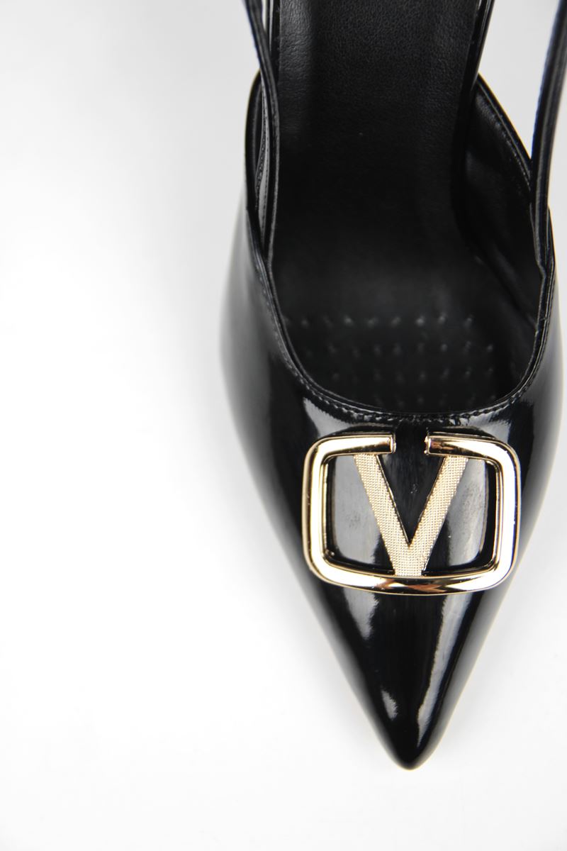 Clara Siyah Rugan Orta Topuklu(8 cm) Klasik Topuklu Ayakkabı