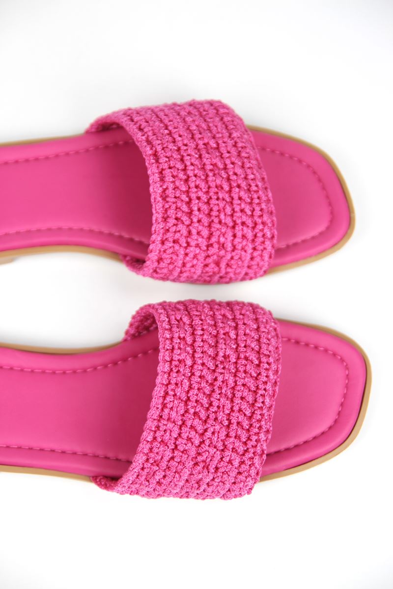 Joyce Kadın El Örgü Fuşya Terlik