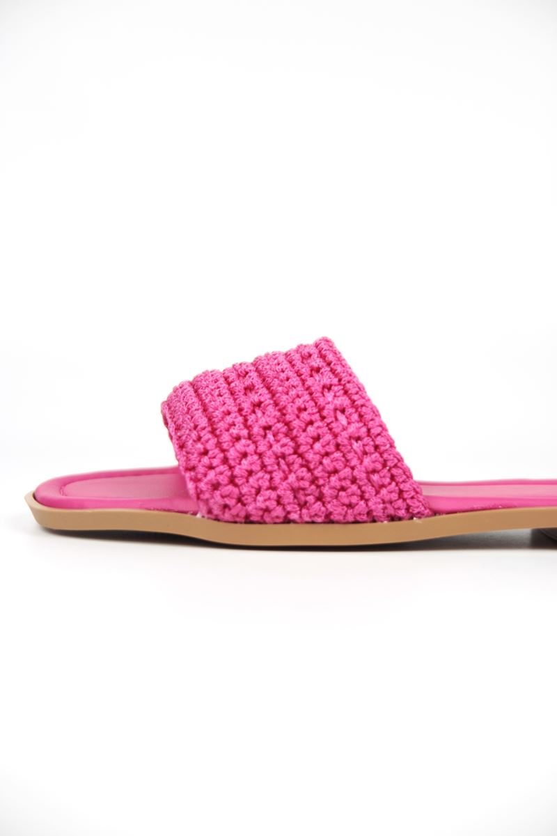 Joyce Kadın El Örgü Fuşya Terlik