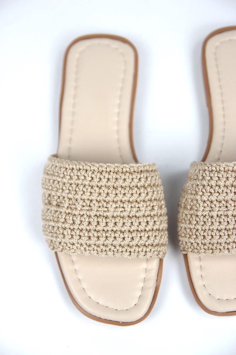 Joyce Kadın El Örgü Bej Terlik