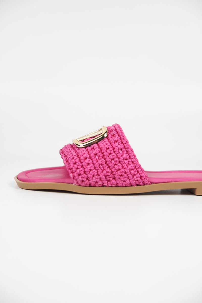 Joyce Kadın El Örgü V Toka Detaylı Fuşya Terlik
