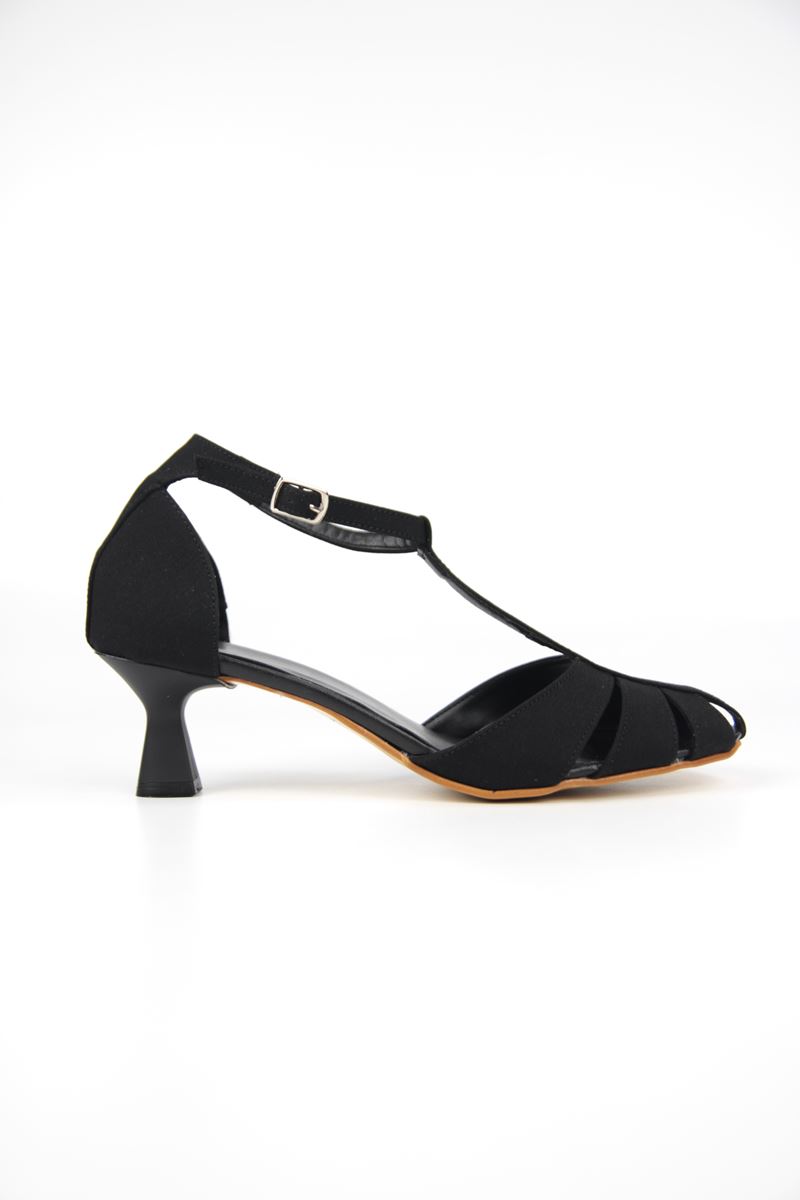 Queenn Kadın Klasik Kısa Topuklu (4 cm) Ayakkabı  Siyah Süet