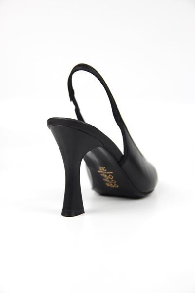 Texass Siyah Cilt Orta Topuklu (8 cm) Topuklu Ayakkabı