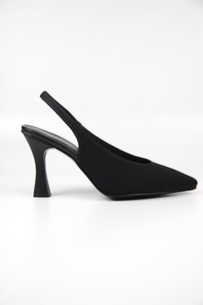 Texass Kadın Siyah Mat Saten Orta Topuklu (8 cm) Topuklu Ayakkabı