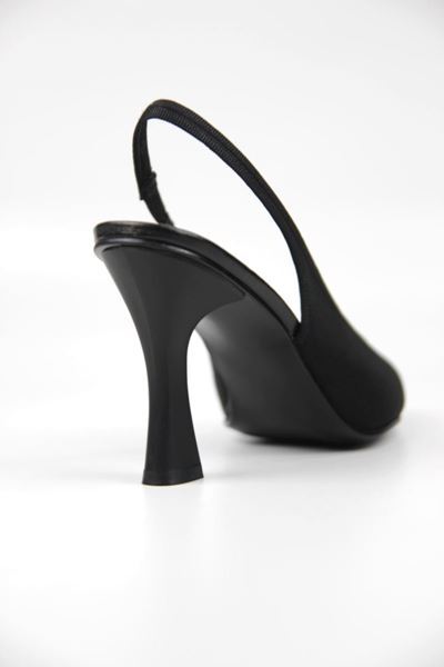 Texass Kadın Siyah Mat Saten Orta Topuklu (8 cm) Topuklu Ayakkabı