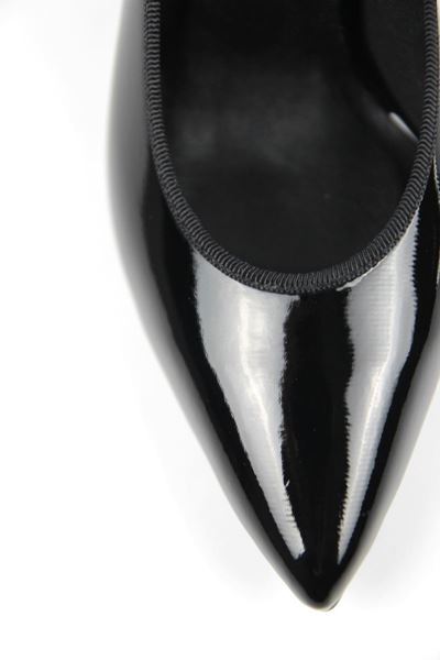 Texass Parlak Siyah Cilt Orta Topuklu (8 cm) Topuklu Ayakkabı