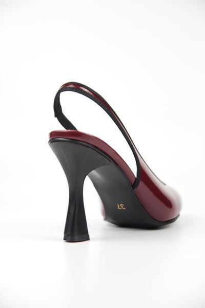 Texass Bordo Cilt Orta Topuklu (8 cm)  Kadın Topuklu Ayakkabı