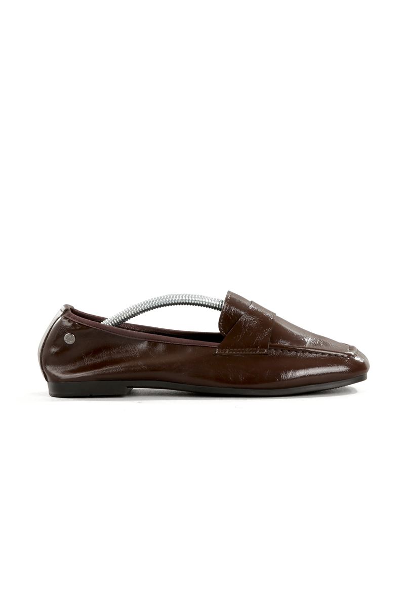 Amaranta Esnek Taban Katlanabilir Kahverengi Rugan Babet Kadın Ayakkabı