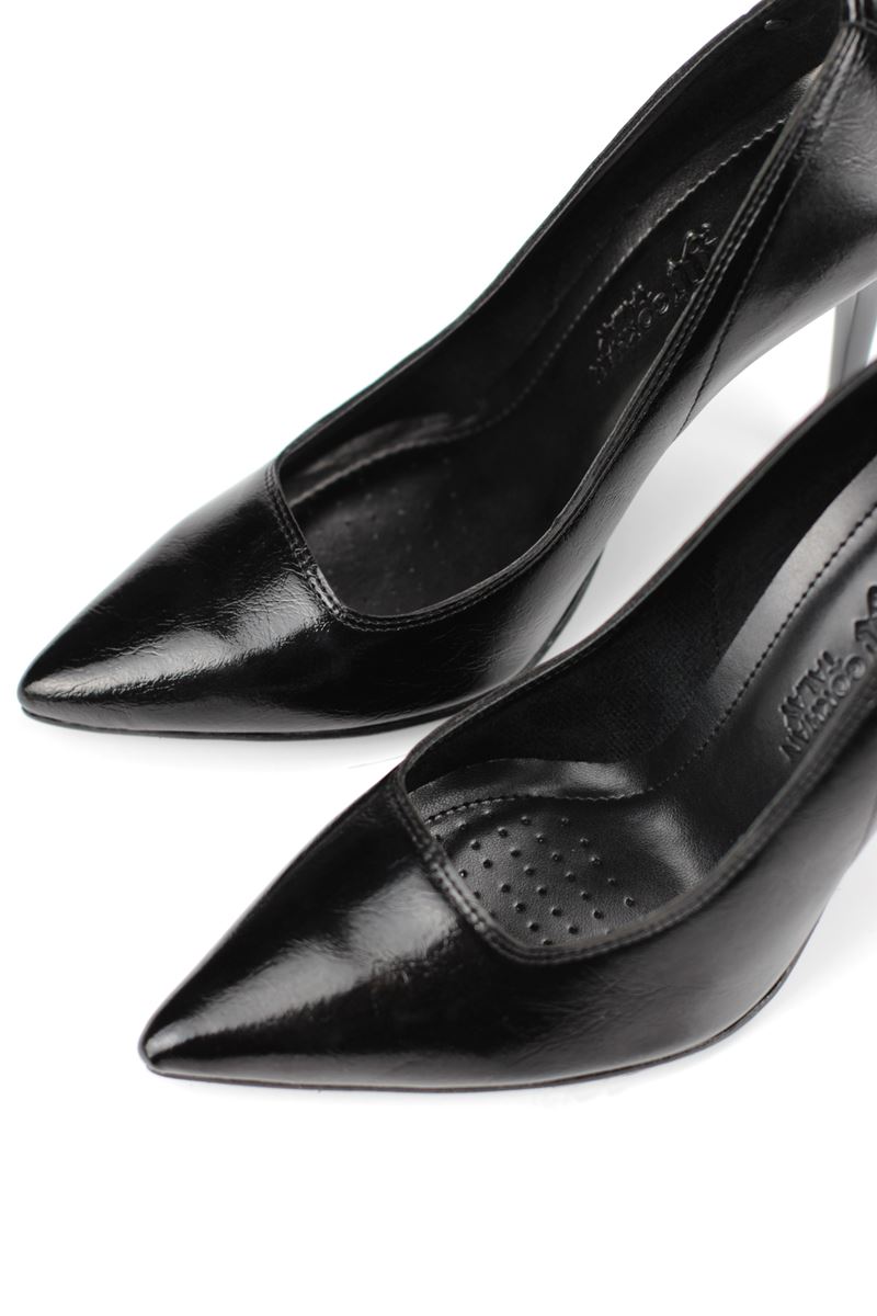 Arabella Esnek Yumuşak Kaymaz Taban (11 cm) Siyah Rugan Kadın Topuklu Ayakkabı