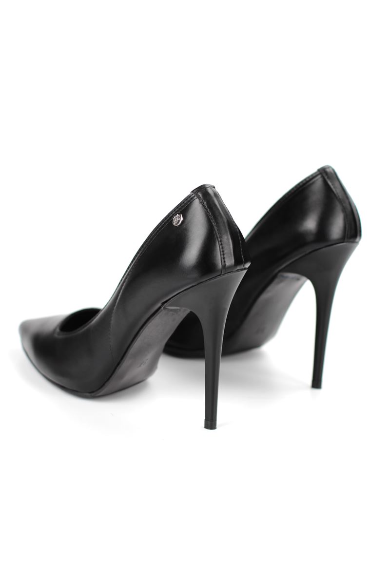 Arabella Esnek Yumuşak Kaymaz Taban (11 cm) Siyah Cilt Kadın Topuklu Ayakkabı