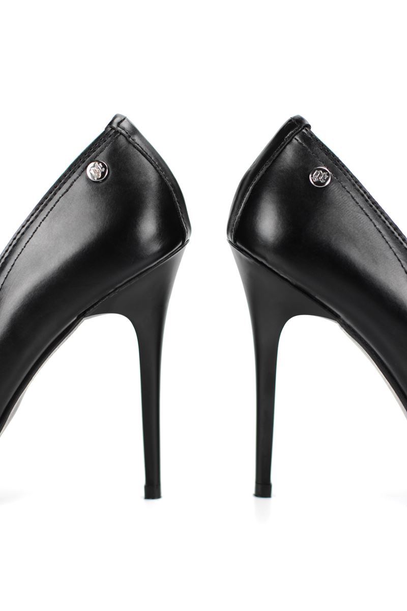 Arabella Esnek Yumuşak Kaymaz Taban (11 cm) Siyah Cilt Kadın Topuklu Ayakkabı