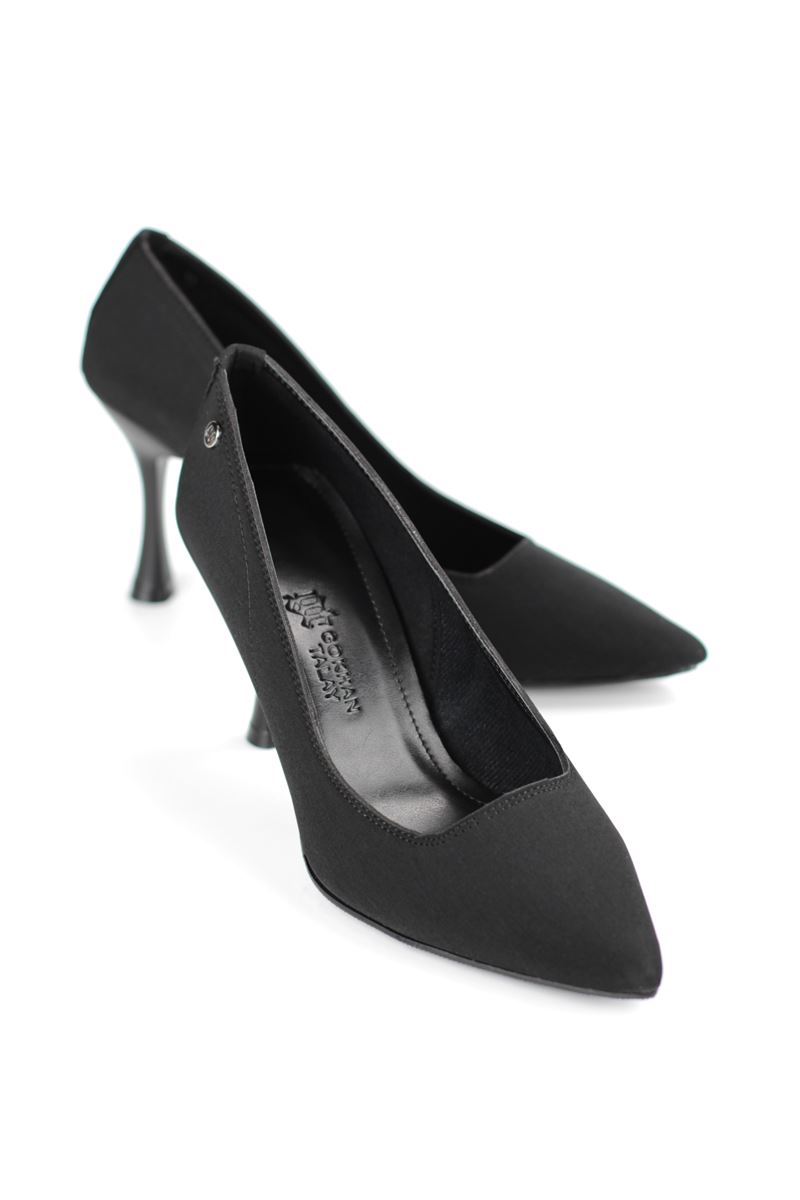 Jimena Esnek Yumuşak Kaymaz Taban (8 cm) Siyah Süet Kadın Topuklu Ayakkabı